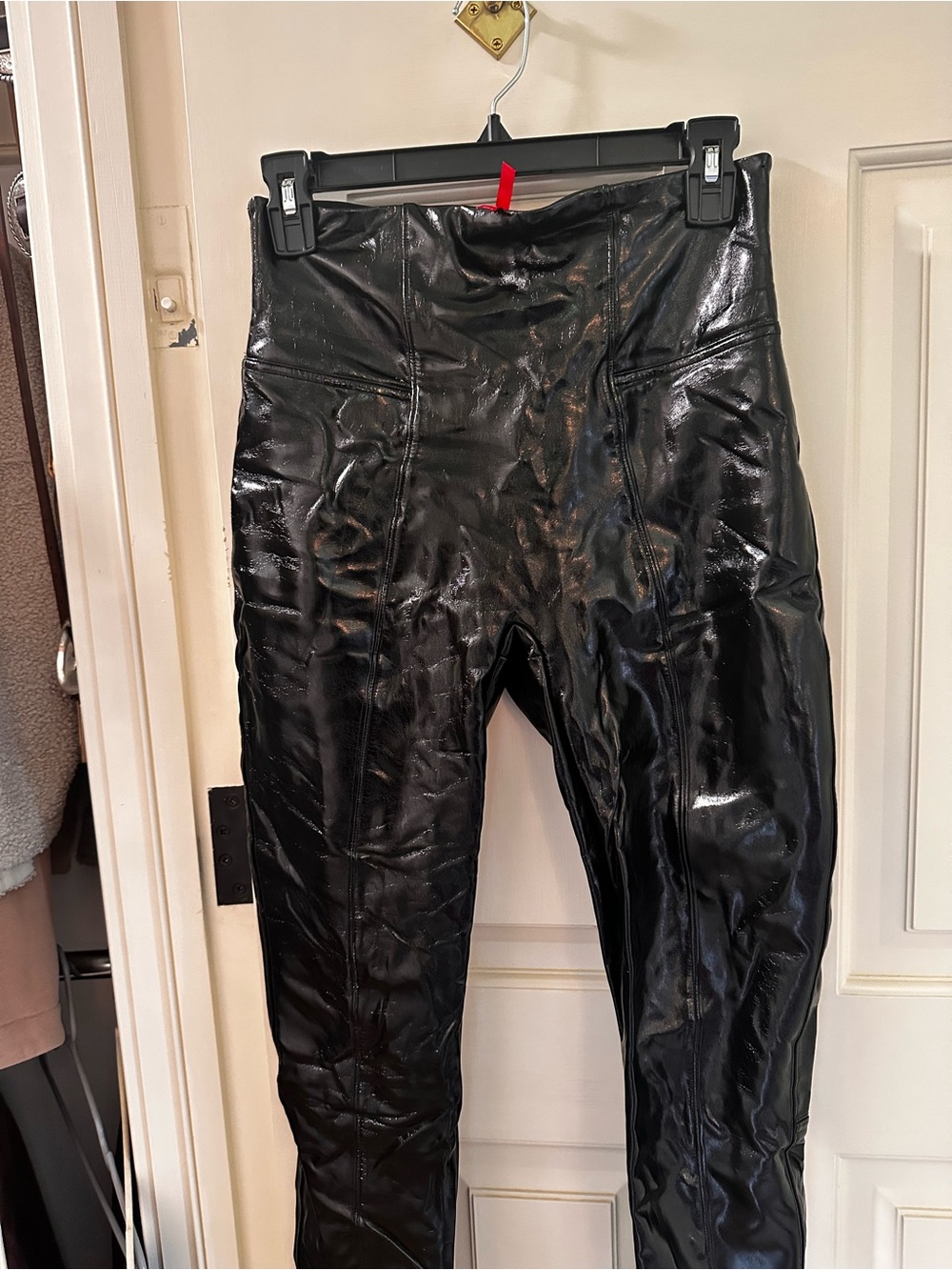 SPANX High-Rise Glossy Black Faux-Leather Leggings